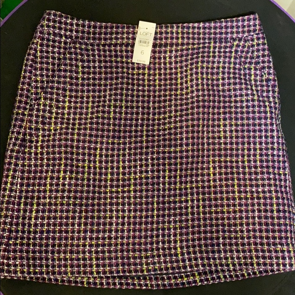 LOFT woven pencil skirt new size 6 purple green